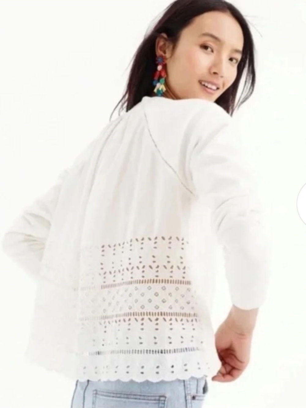 J. Crew White Eyelet Crochet Swim Coverup